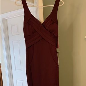 Long Burgundy Dress with thigh slit